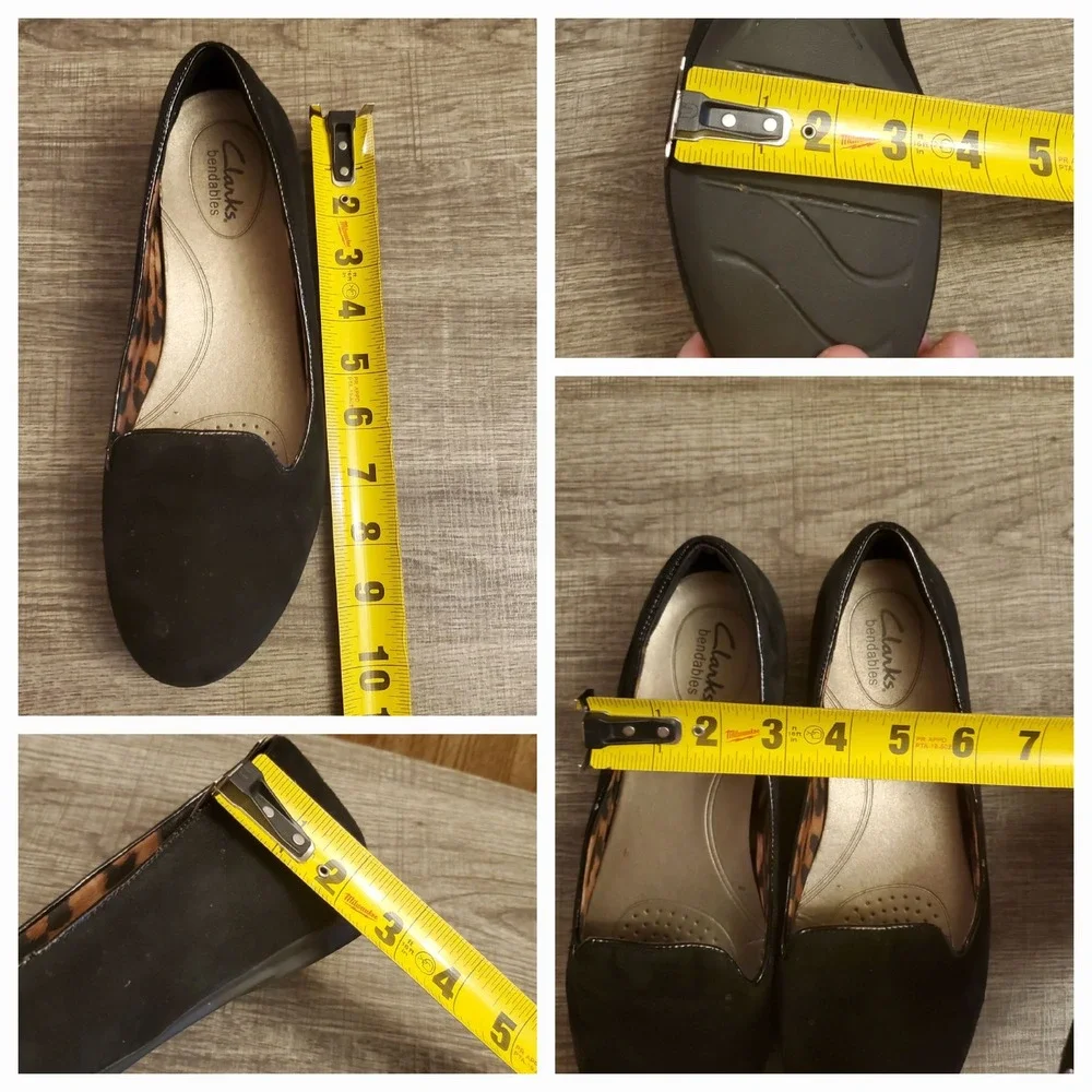 Clarks Bendables Leather Flat Shoes Women's Size‎ 8 Black